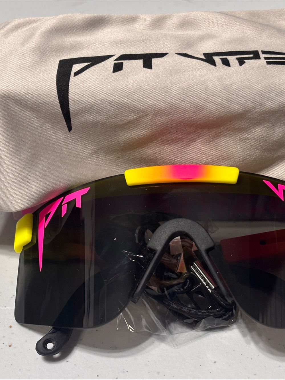 Pit Viper Shield Sunglasses in Yellow and Pink Accents